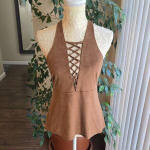 Express Faux Suede Top